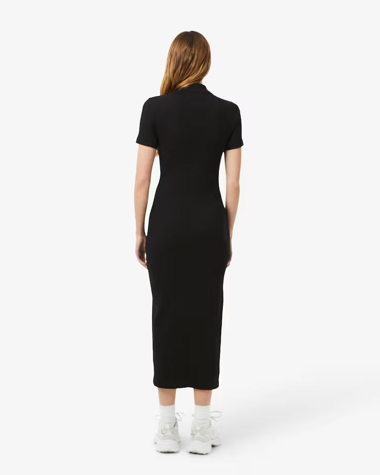 Vestido Polo Midi Manga Curta Rib Reto