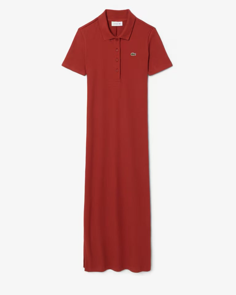 Vestido Polo Midi Manga Curta Rib Reto