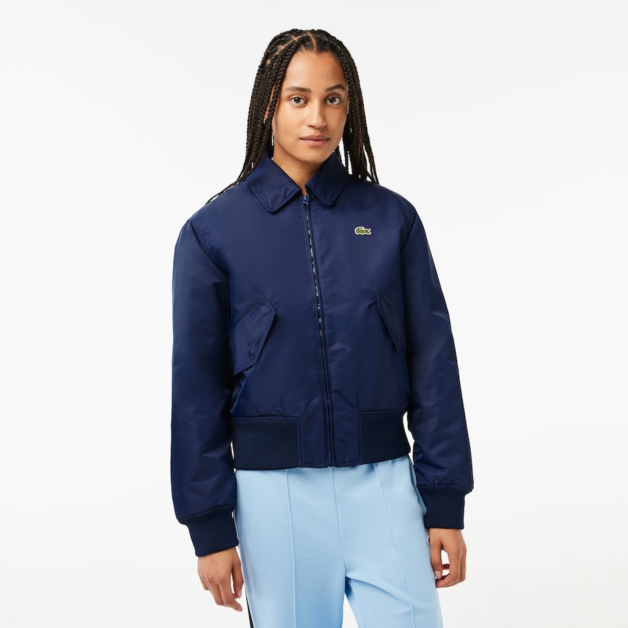 JAQUETA BOMBER OVERSIZED EM NÁILON COM LOGO ATRÁS