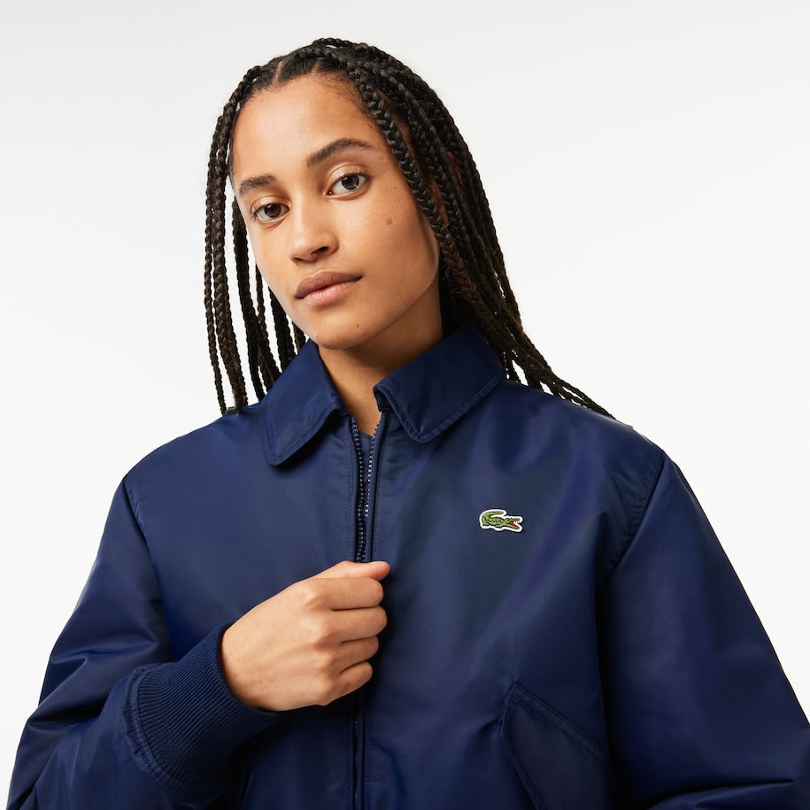 JAQUETA BOMBER OVERSIZED EM NÁILON COM LOGO ATRÁS