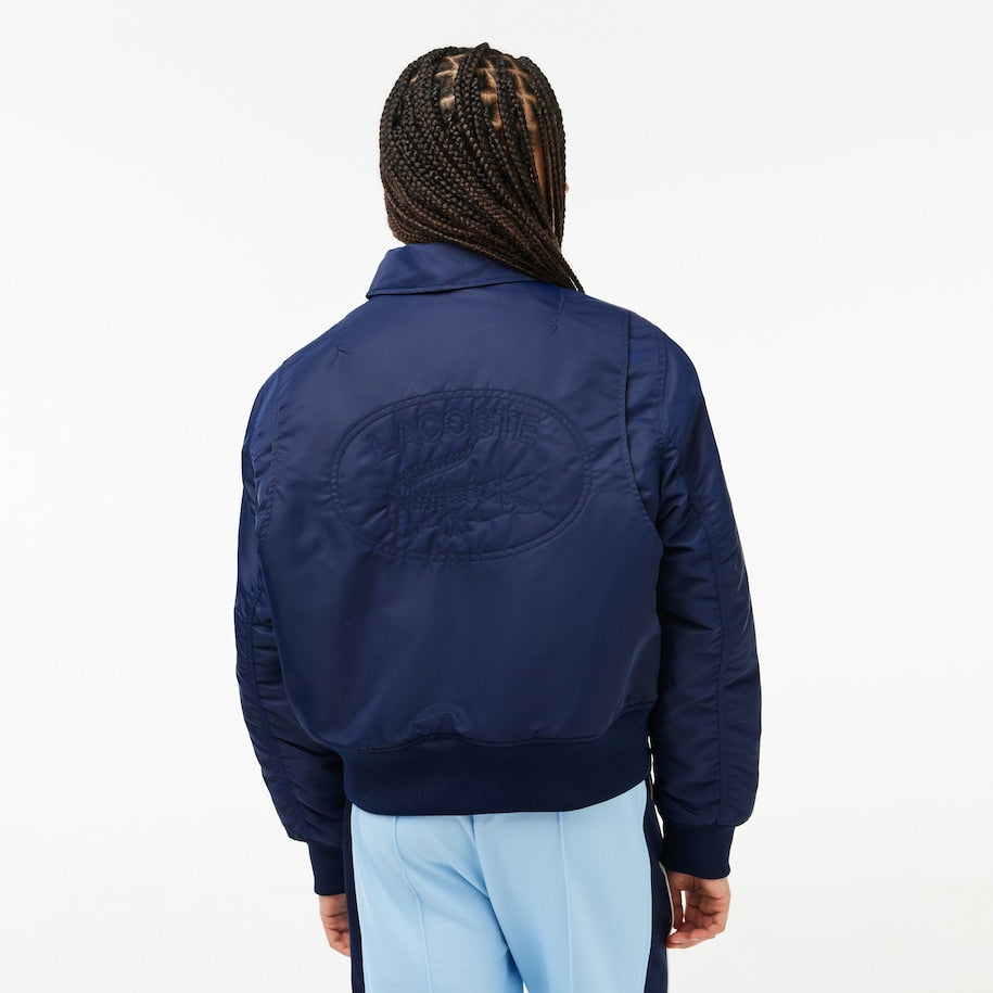 JAQUETA BOMBER OVERSIZED EM NÁILON COM LOGO ATRÁS