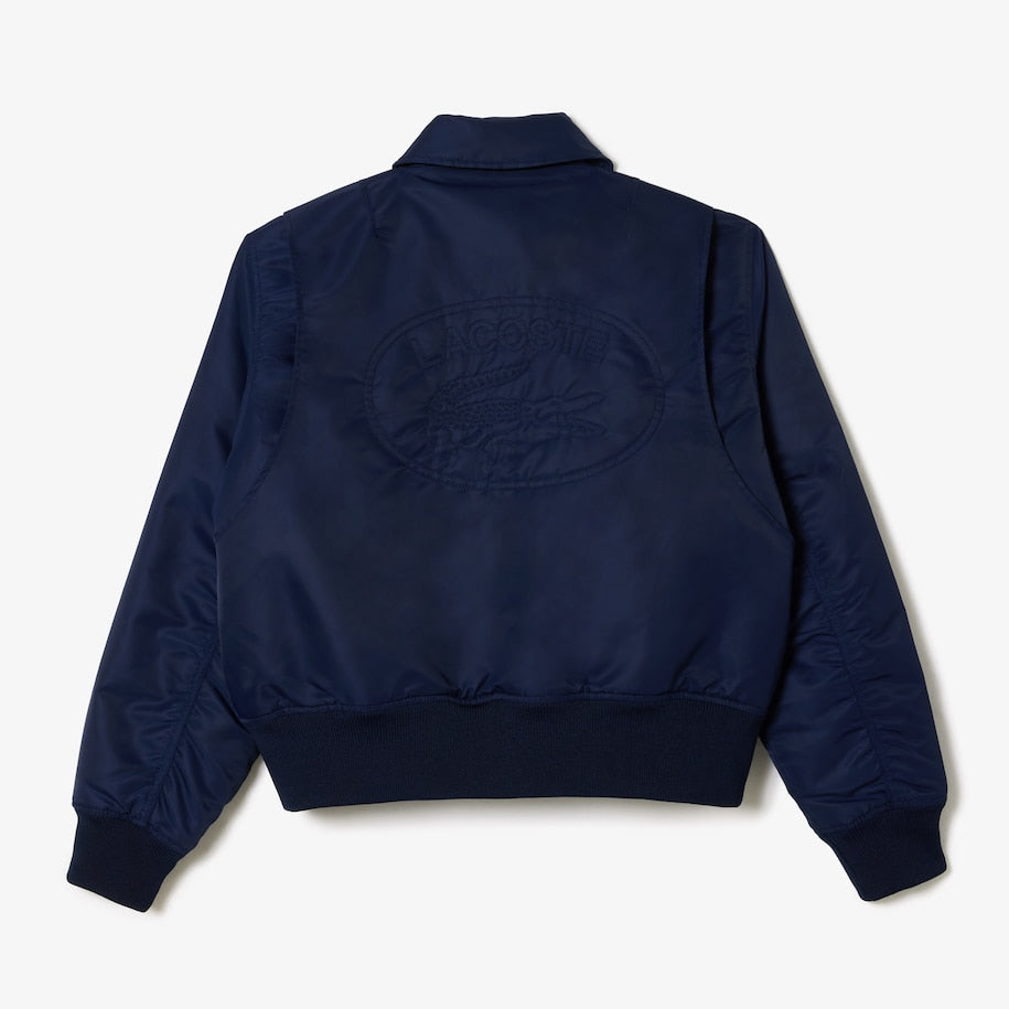 JAQUETA BOMBER OVERSIZED EM NÁILON COM LOGO ATRÁS