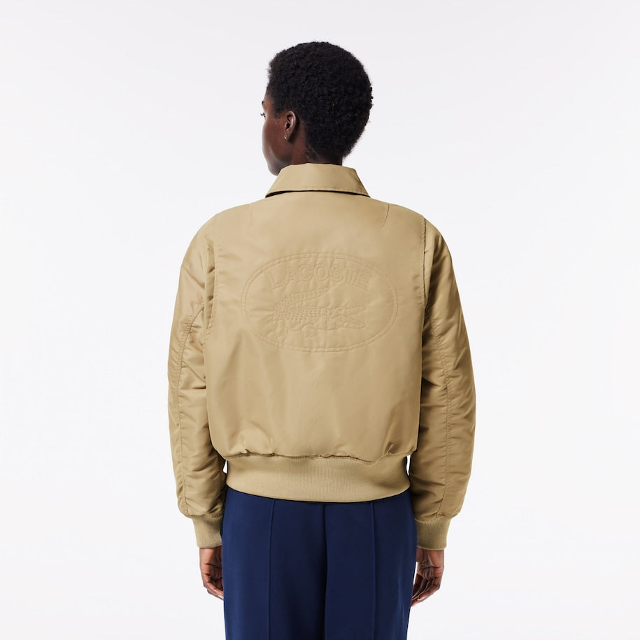 JAQUETA BOMBER OVERSIZED EM NÁILON COM LOGO ATRÁS