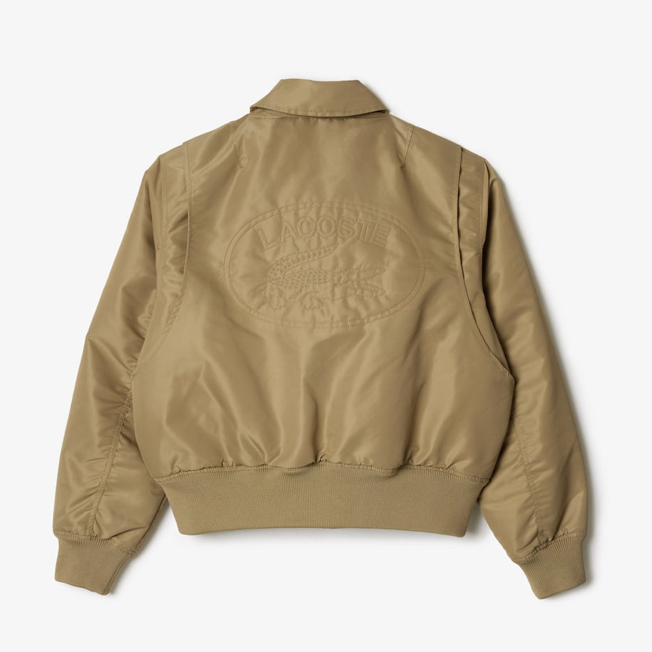 JAQUETA BOMBER OVERSIZED EM NÁILON COM LOGO ATRÁS