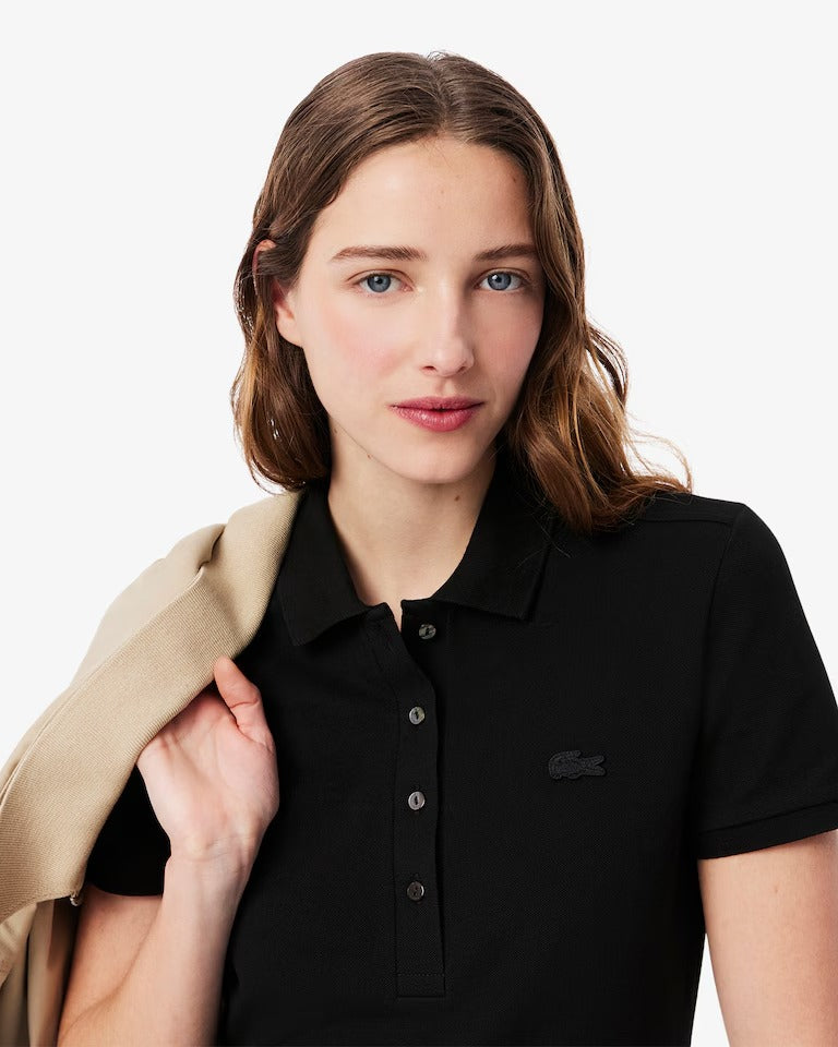 Vestido Polo em Piqué de Algodão com Stretch e Modelagem Ajustada