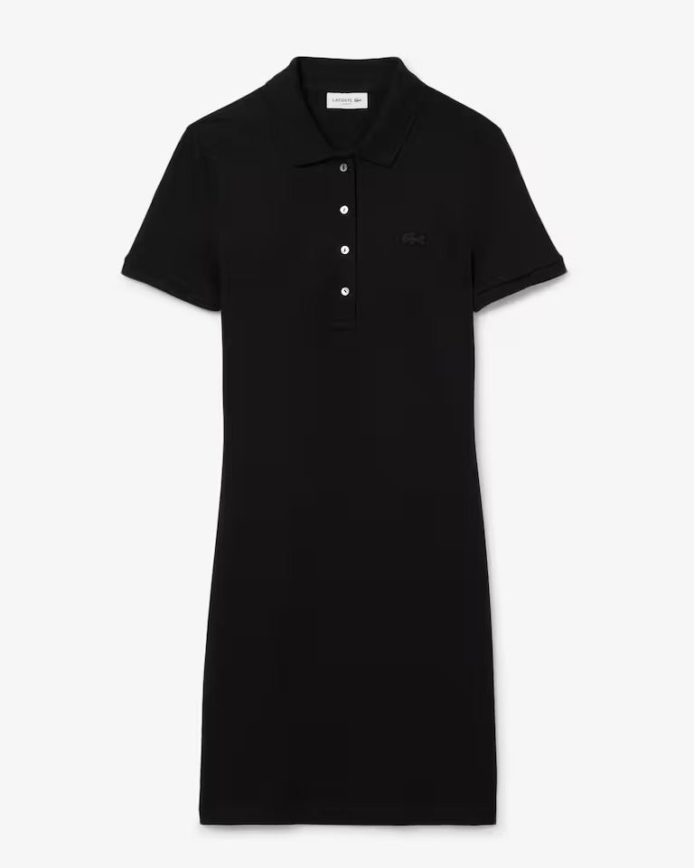 Vestido Polo em Piqué de Algodão com Stretch e Modelagem Ajustada