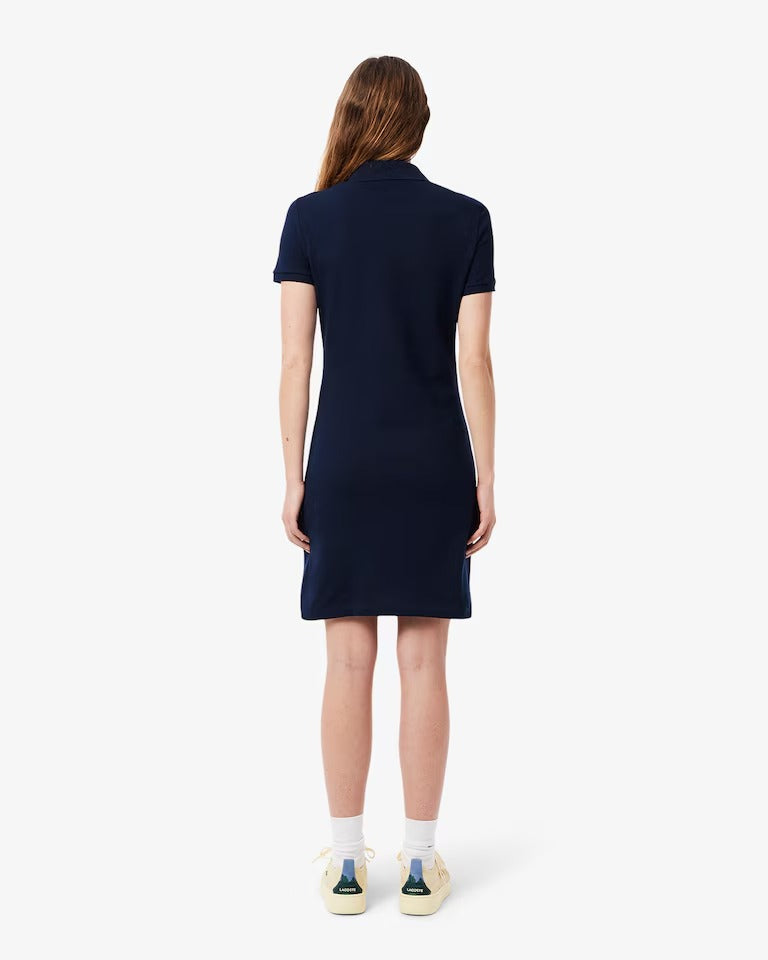 Vestido Polo em Piqué de Algodão com Stretch e Modelagem Ajustada