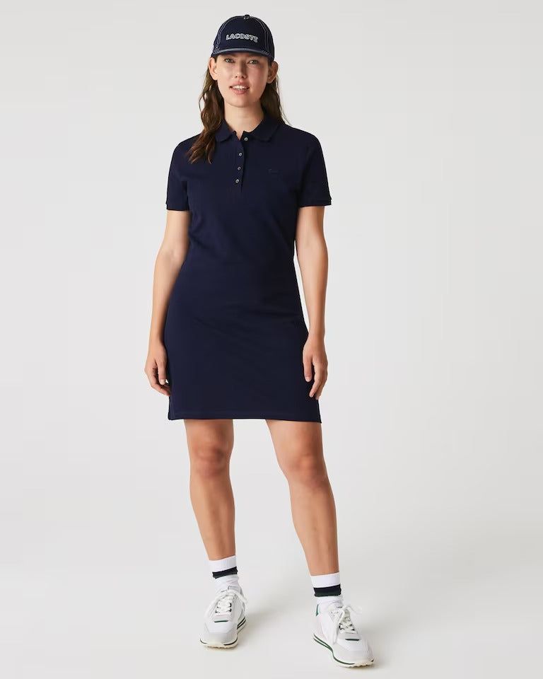 Vestido Polo em Piqué de Algodão com Stretch e Modelagem Ajustada