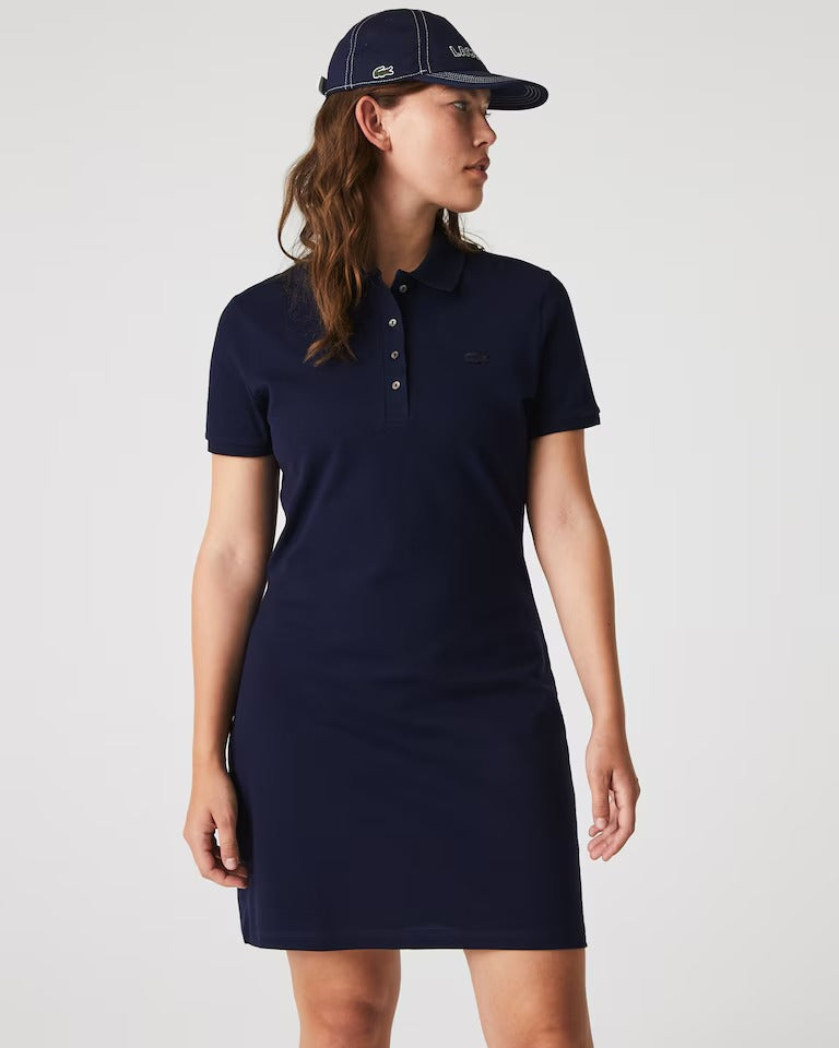 Vestido Polo em Piqué de Algodão com Stretch e Modelagem Ajustada