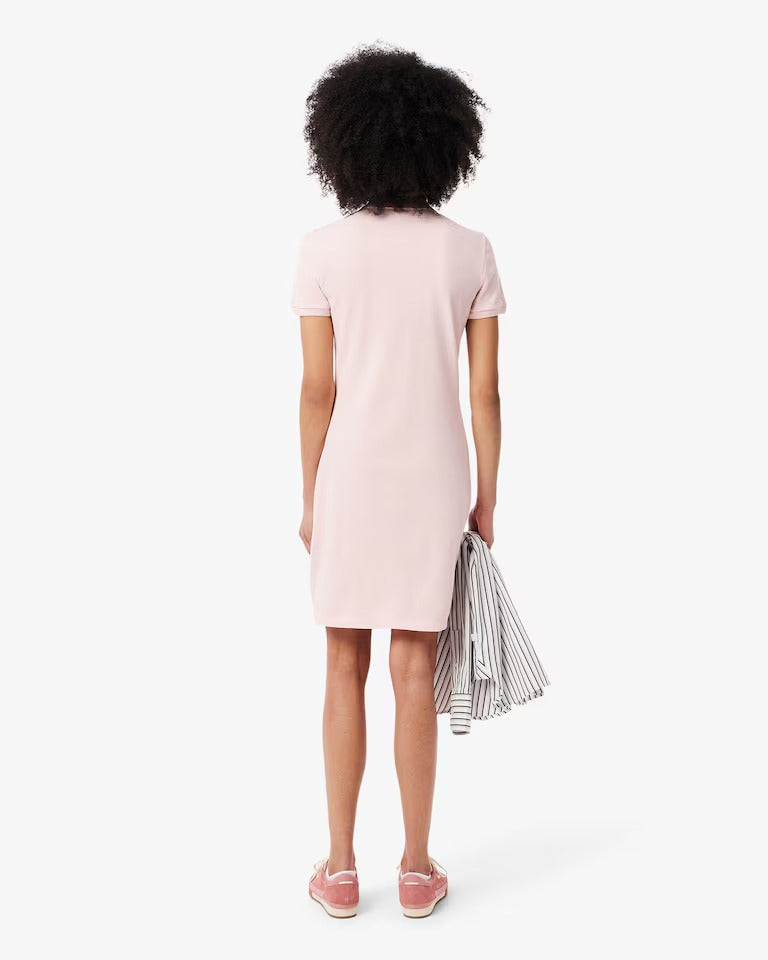 Vestido Polo em Piqué de Algodão com Stretch e Modelagem Ajustada