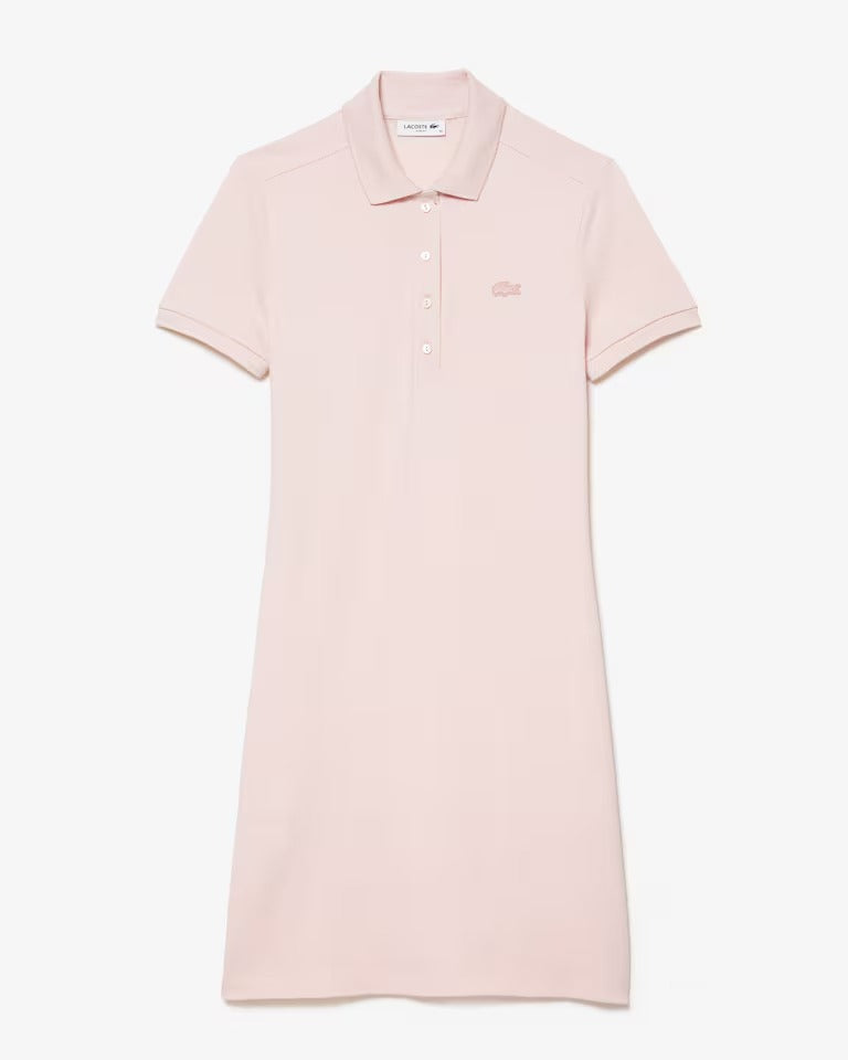 Vestido Polo em Piqué de Algodão com Stretch e Modelagem Ajustada