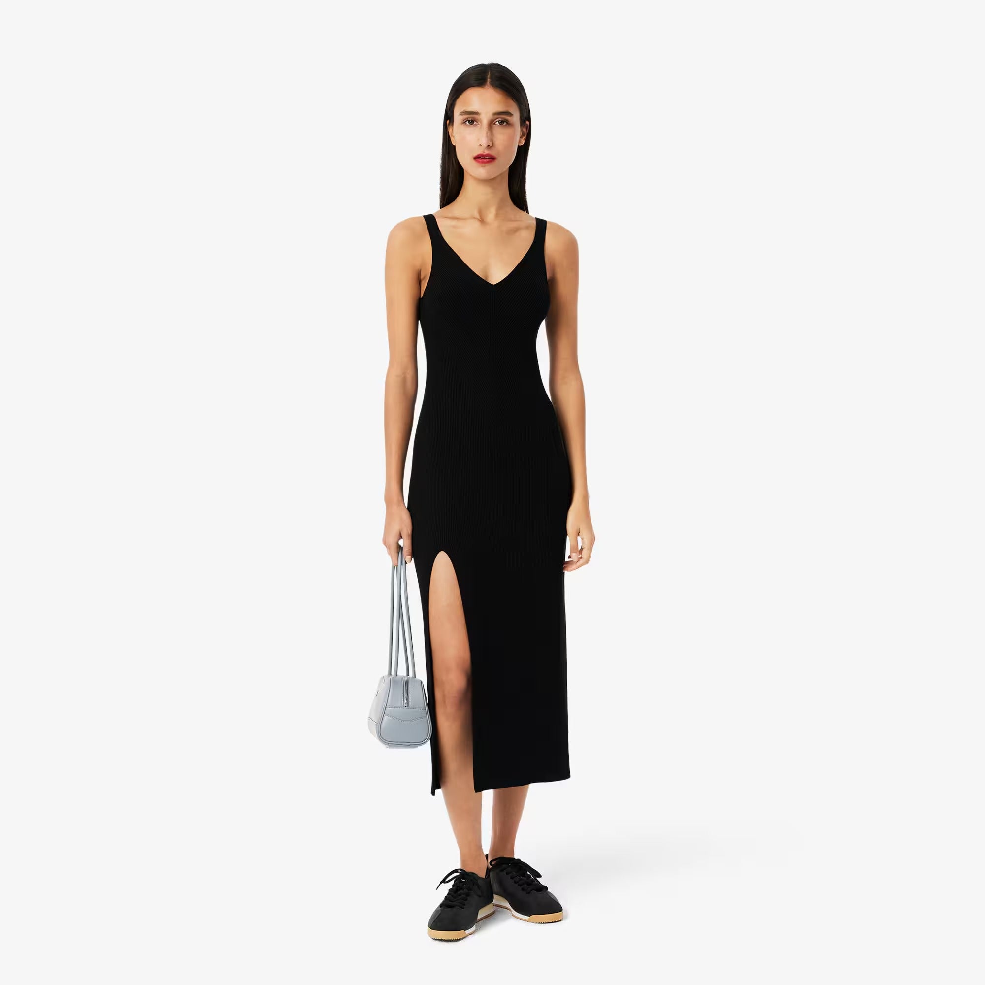 Vestido Regata Midi Rib com Fenda