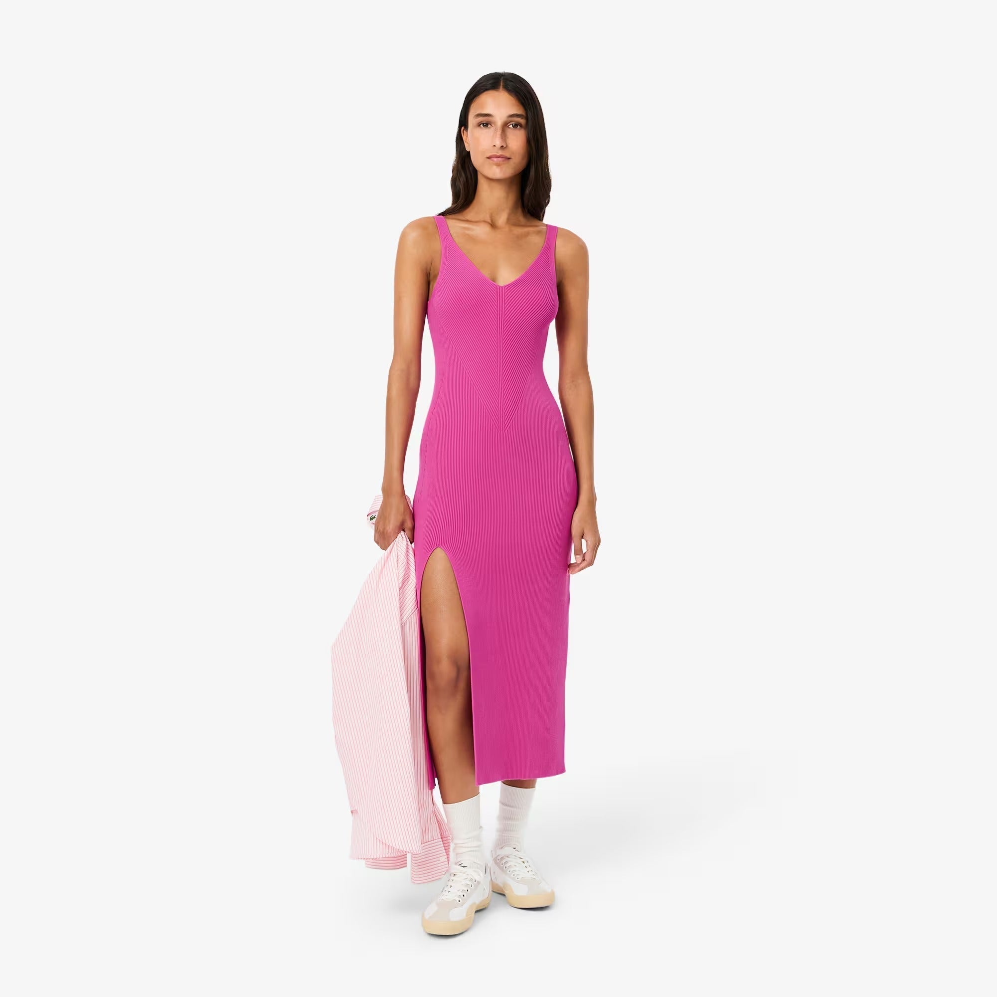 Vestido Regata Midi Rib com Fenda