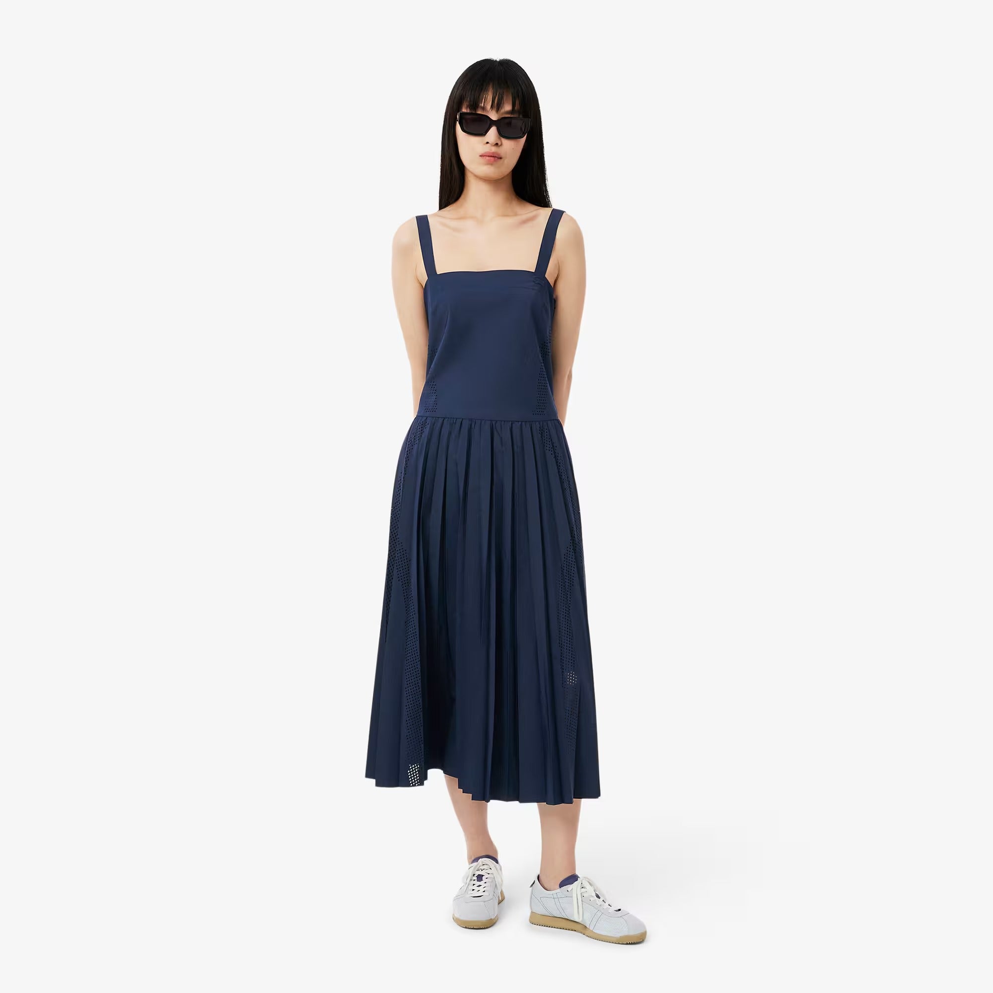 Vestido Regata Midi com Saia Plissada