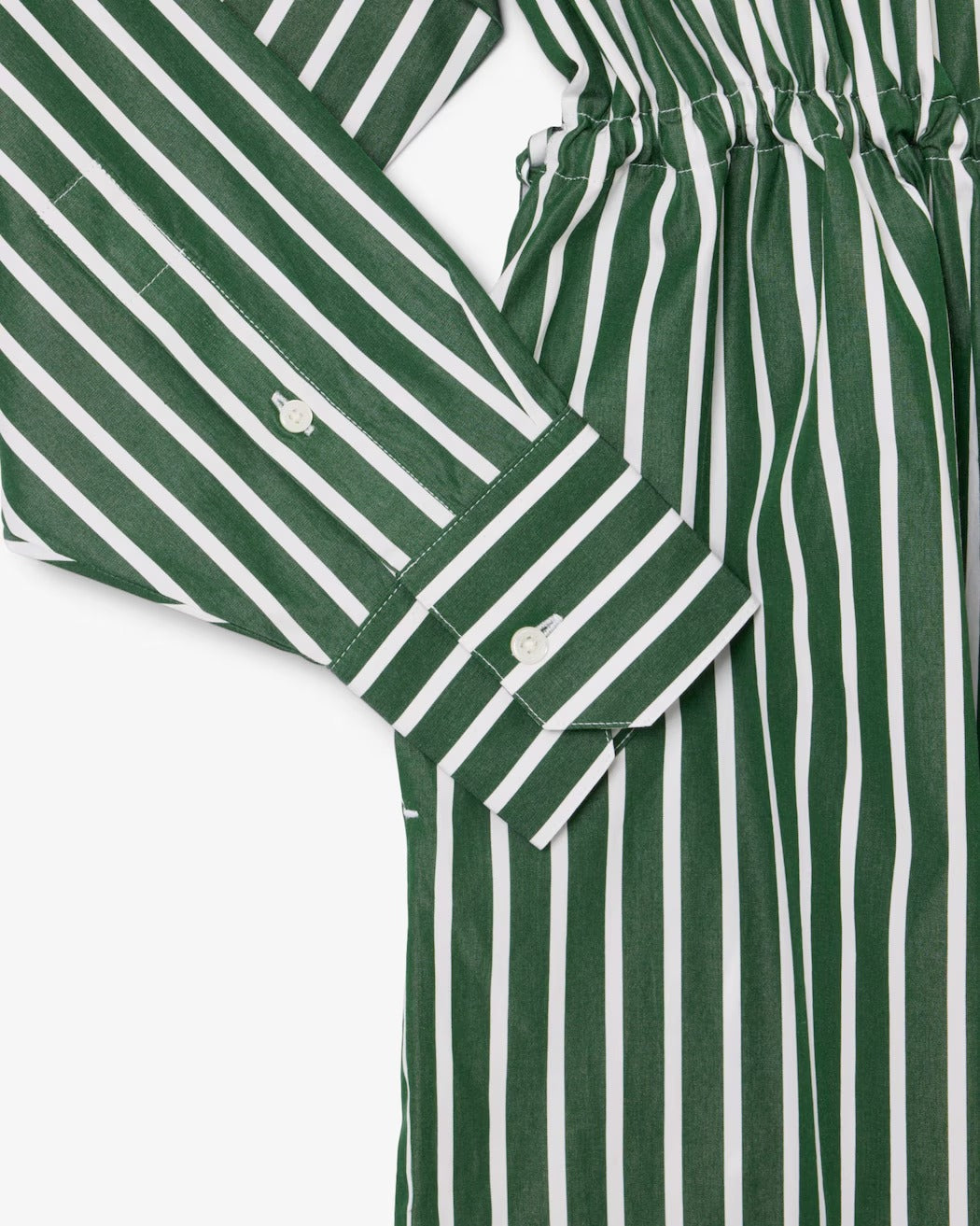 Vestido Camisa Midi Manga Longa Listrado com Bolso