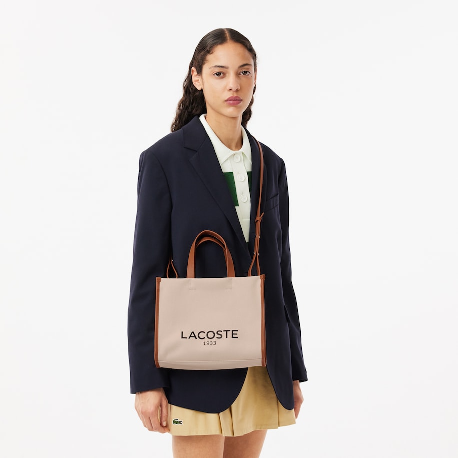 BOLSA TOTE HERITAGE DE ALGODÃO E LONA: S