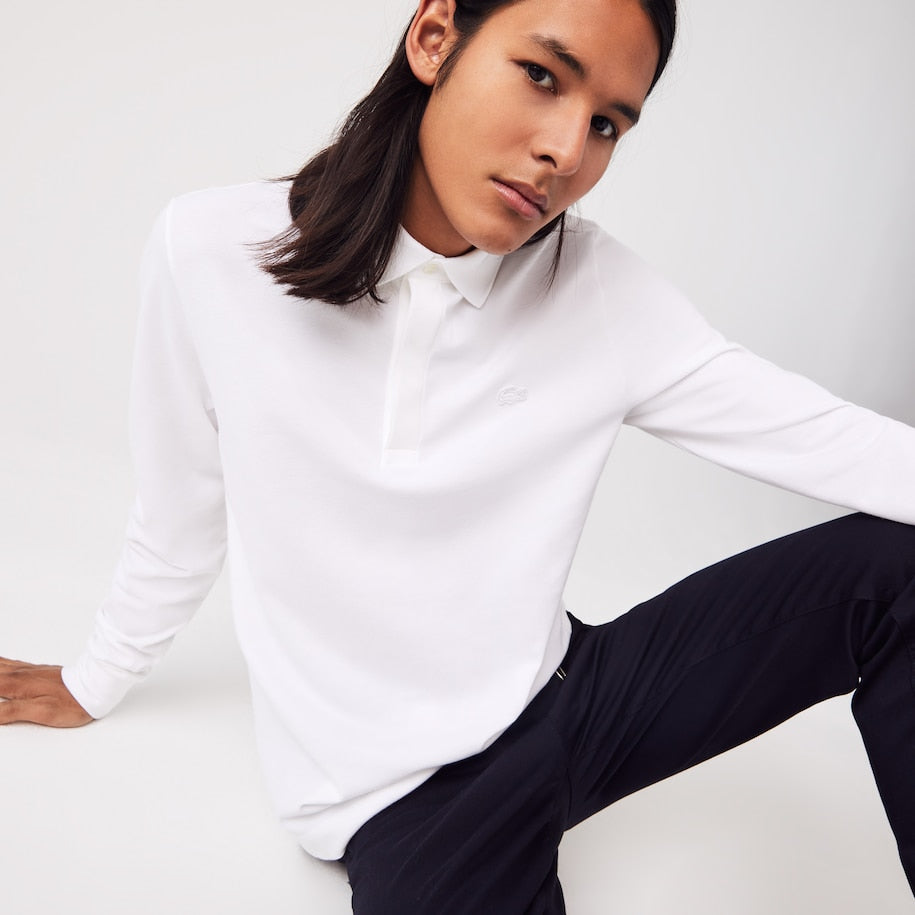 POLO MASCULINA PARIS MANGA LONGA EM ALGODÃO PIQUÉ COM STRETCH