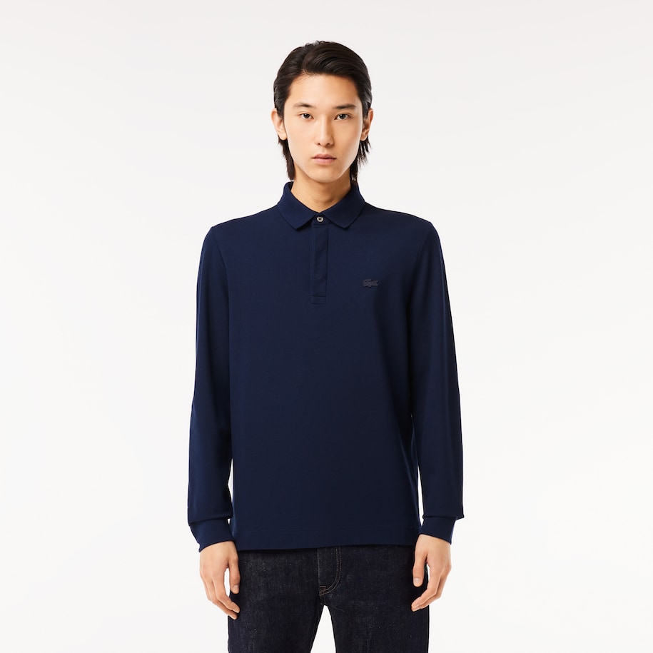 POLO MASCULINA PARIS MANGA LONGA EM ALGODÃO PIQUÉ COM STRETCH