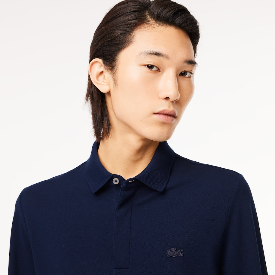 POLO MASCULINA PARIS MANGA LONGA EM ALGODÃO PIQUÉ COM STRETCH