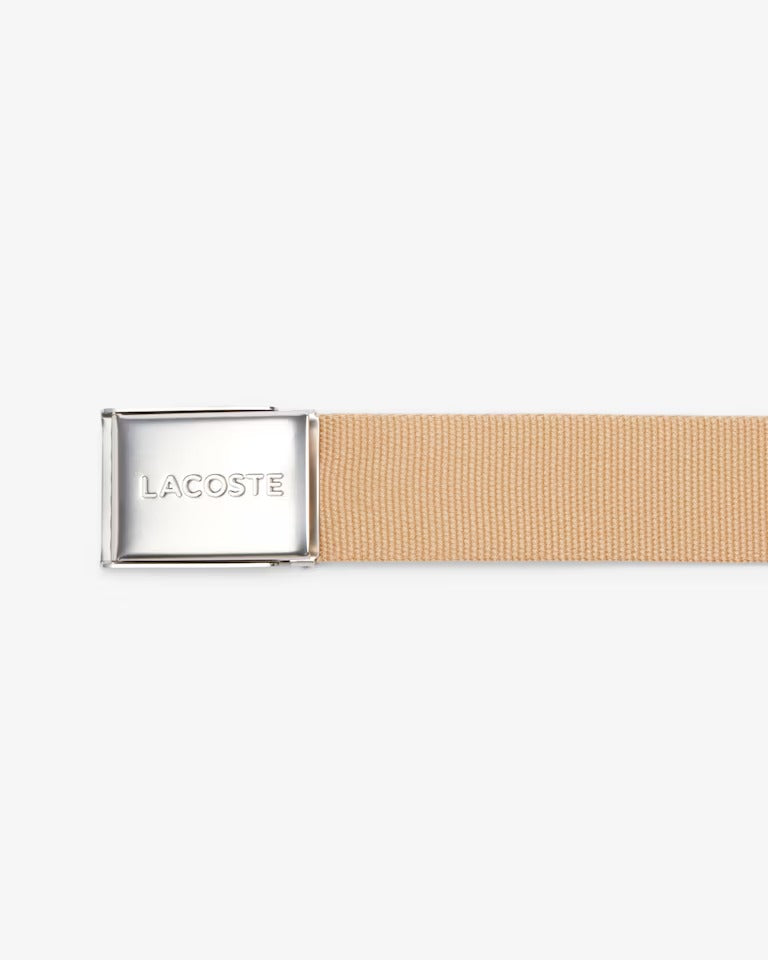 Cinto Masculino Made In France em Tecido com Fivela com Gravação Lacoste