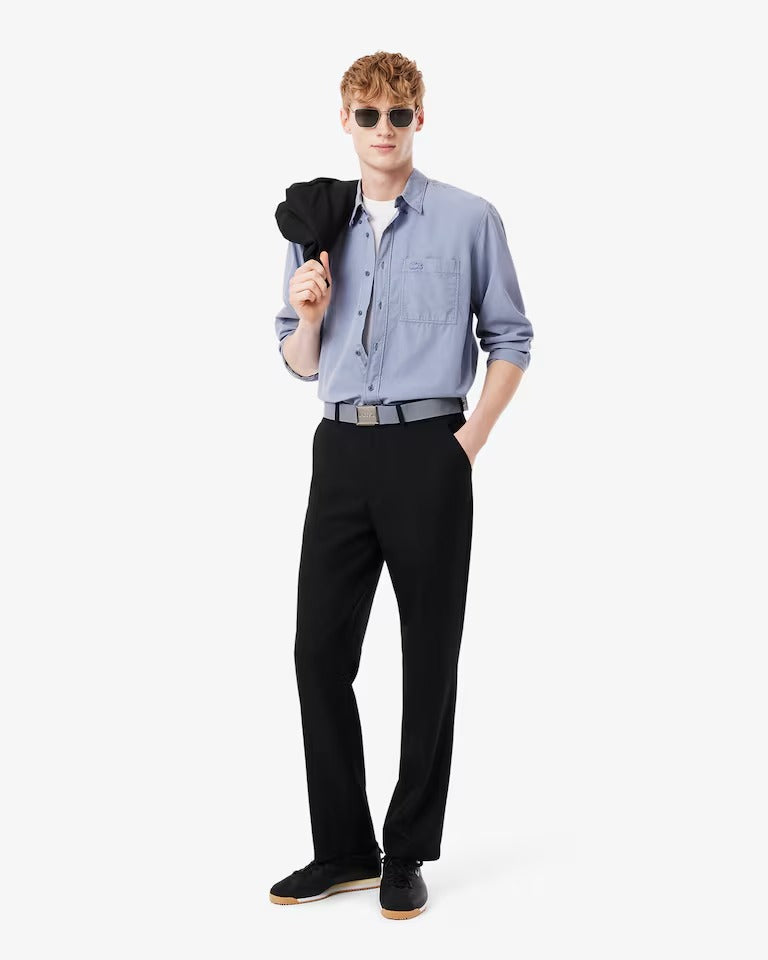 Cinto Masculino Made In France em Tecido com Fivela com Gravação Lacoste