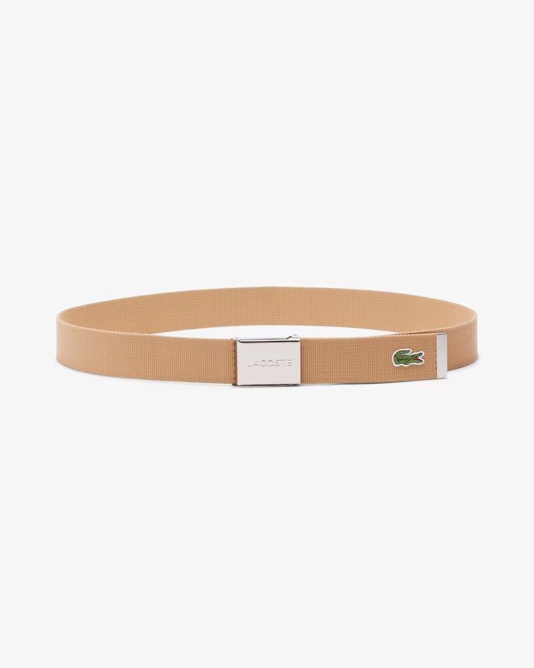 Cinto Masculino Made In France em Tecido com Fivela com Gravação Lacoste