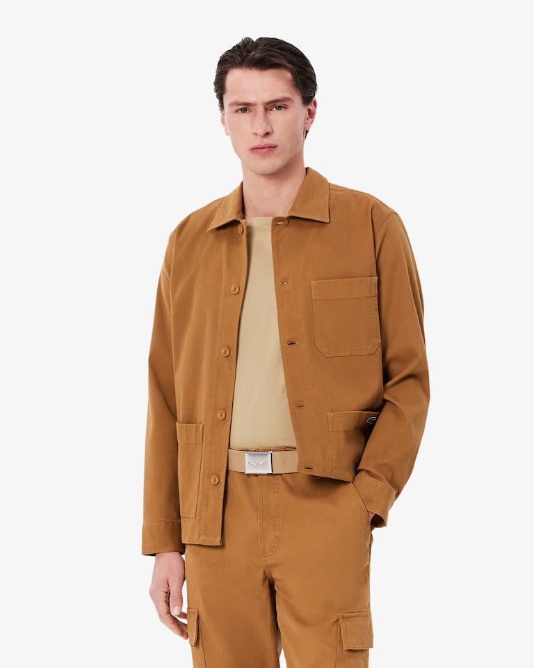 Cinto Masculino Made In France em Tecido com Fivela com Gravação Lacoste