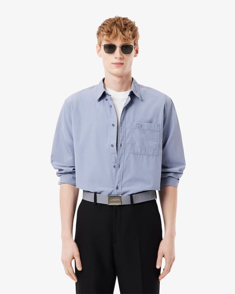 Cinto Masculino Made In France em Tecido com Fivela com Gravação Lacoste