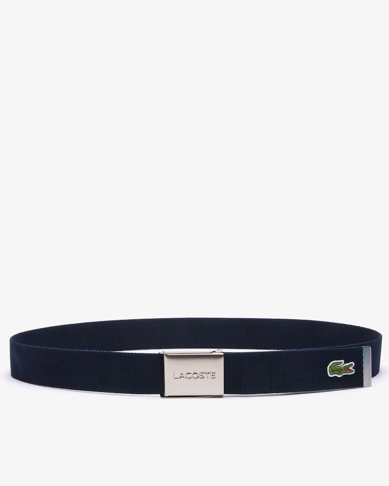 Cinto Masculino Made In France em Tecido com Fivela com Gravação Lacoste