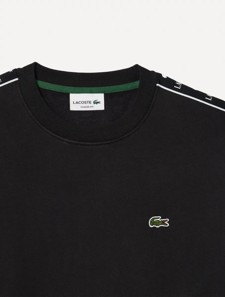 Moletom Lacoste Masculino C-neck Jogger Logo Stripe Preto