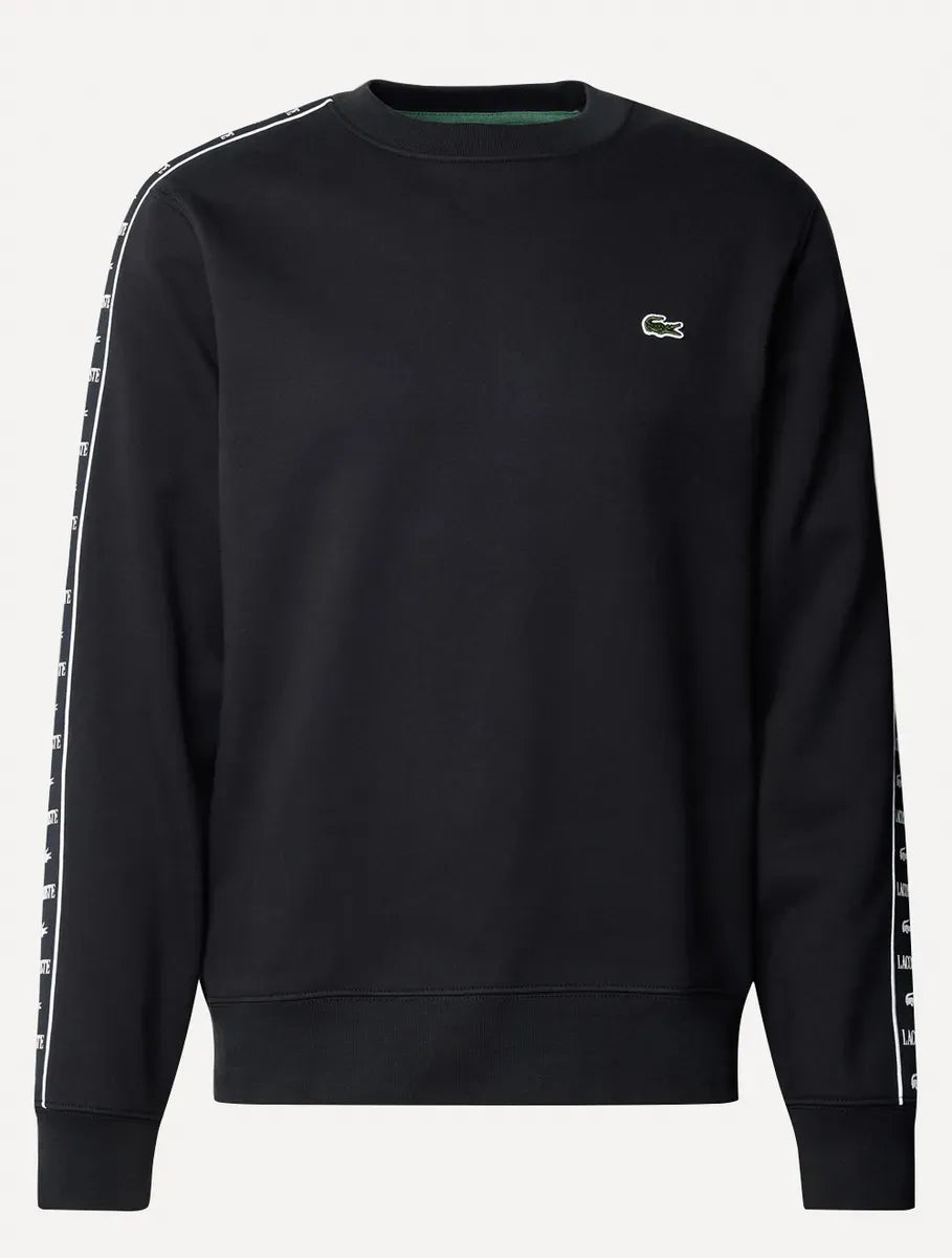 Moletom Lacoste Masculino C-neck Jogger Logo Stripe Preto