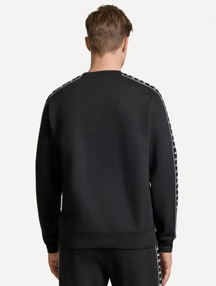 Moletom Lacoste Masculino C-neck Jogger Logo Stripe Preto